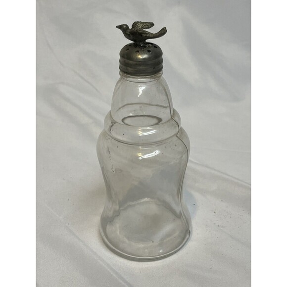 Unbranded Other - Pewter Metal Bird Topped Glass Shaker Salt Pepper MCM Vintage